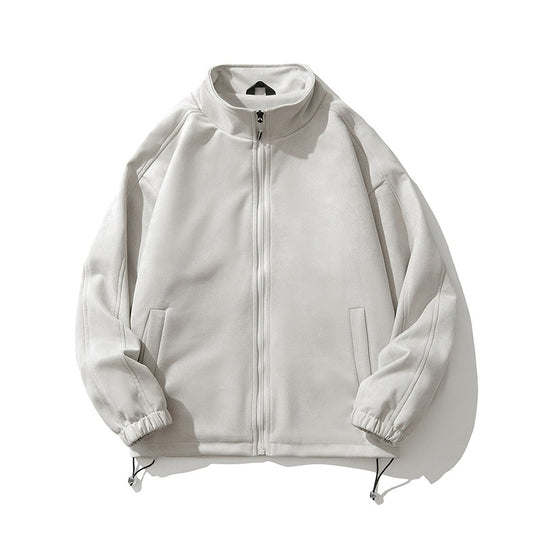 Damen sportliche Fleece-Jacke mit hohem Kragen und seitlichen Reißverschlusstaschen R&B