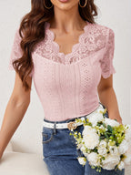 Damen Spitzen Bluse mit romantischen Details R&B