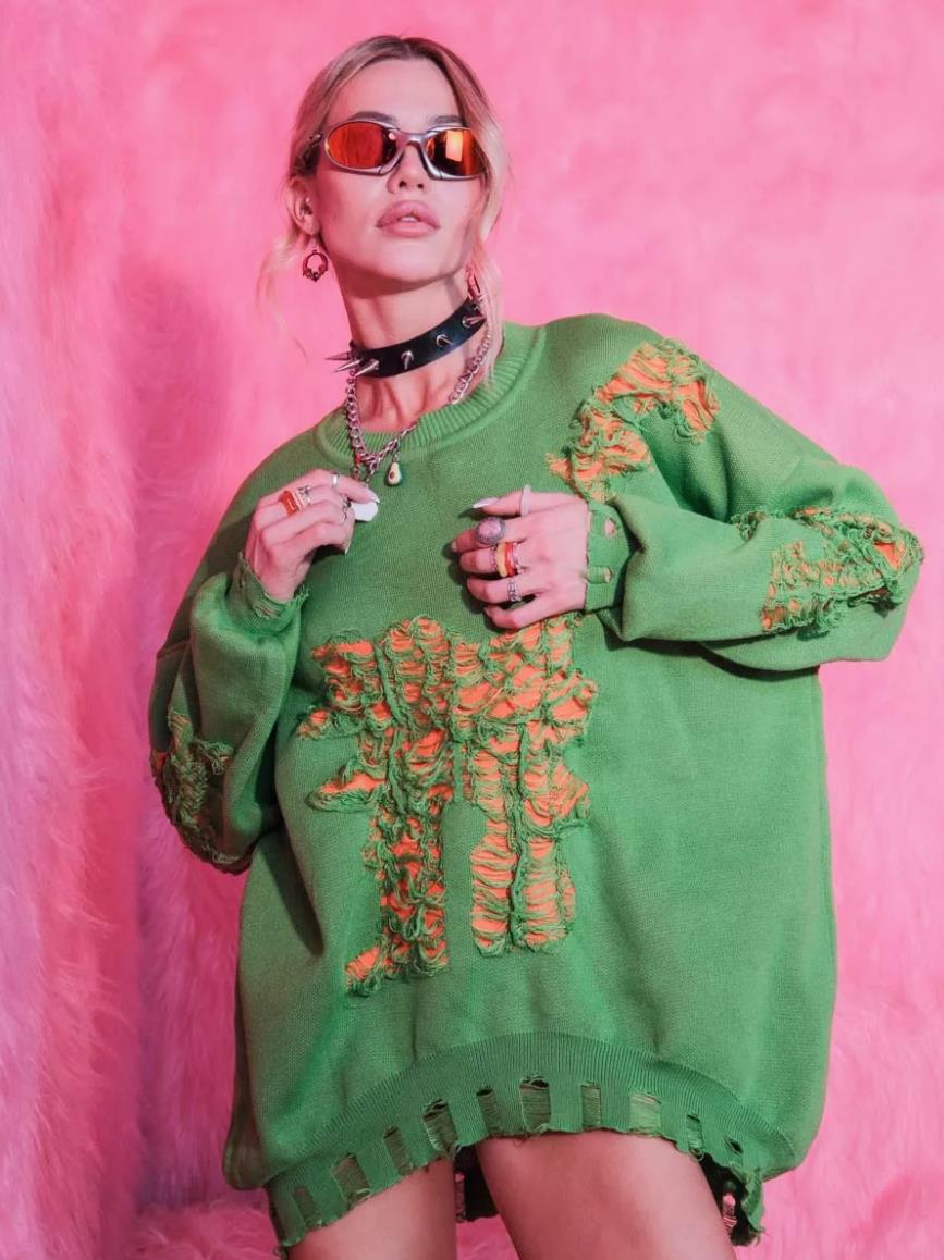 Damen Oversized Pullover mit kreativem Strukturdesign und einzigartigen Details R&B