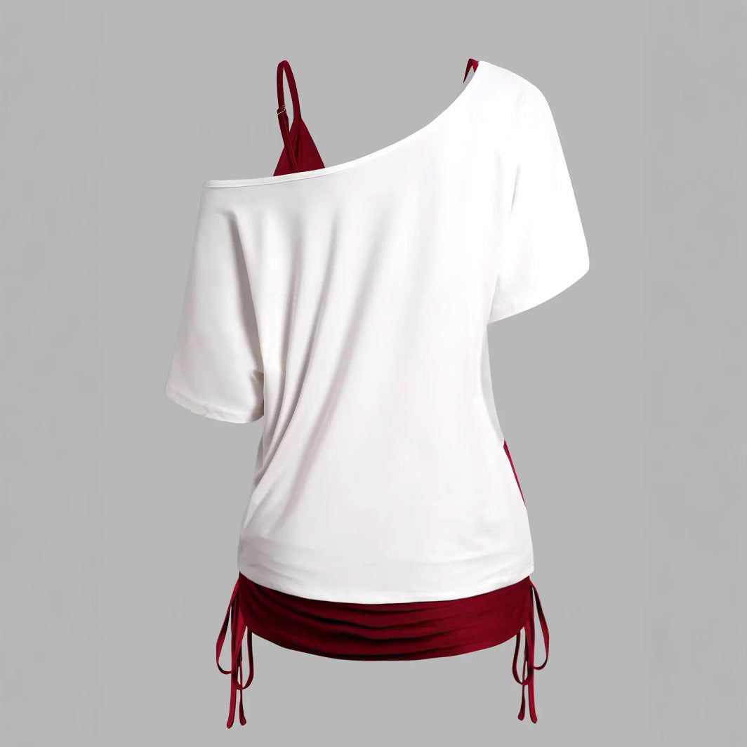 Damen Sportliches Oberteil mit asymmetrischem Schnitt und auffälligem Druck R&B