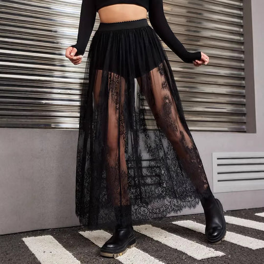Damen Elegante Spitzen-Maxiröcke mit hohem Bund R&B