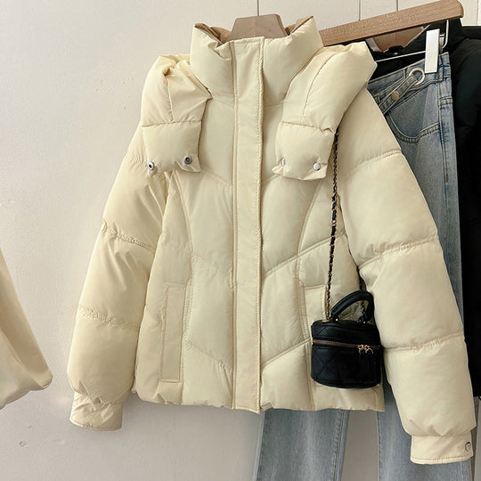 Damen modische pufferjacke mit hohem Kragen und praktischen Taschen R&B