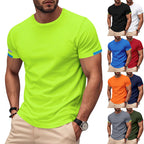 Herren nan athletisches Funktions-T-Shirt mit Rundhalsausschnitt, körpernahem Stretchschnitt und kontrastierendem Ärmelsaum R&B