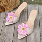 Damen elegante Sandaletten mit floralem Design und mittelhohem Absatz R&B