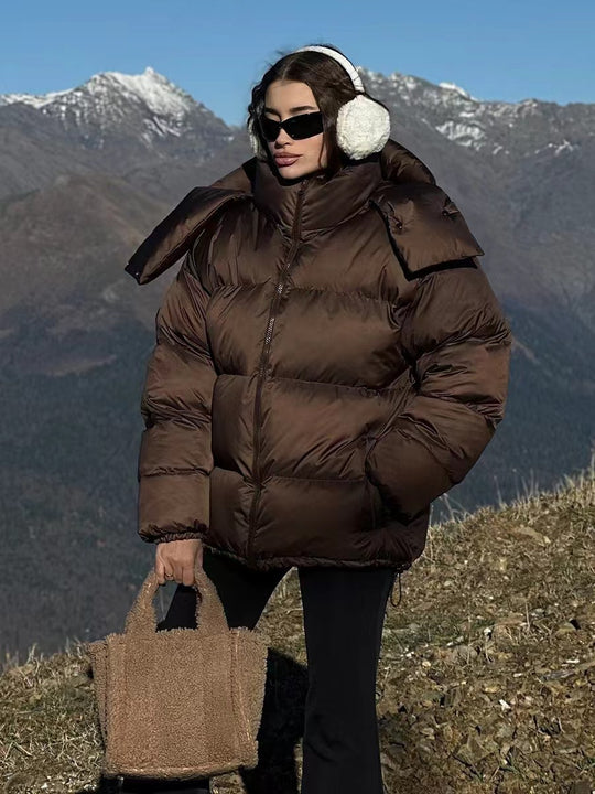 Damen gefütterte Outdoor-Jacke mit hochgeschlossenem Kragen und gestepptem Design R&B