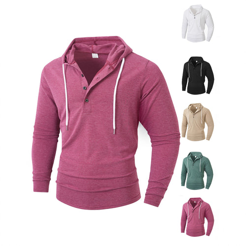 Herren Kapuzenshirt mit modernem Knopfverschluss und atmungsaktivem Stoff R&B