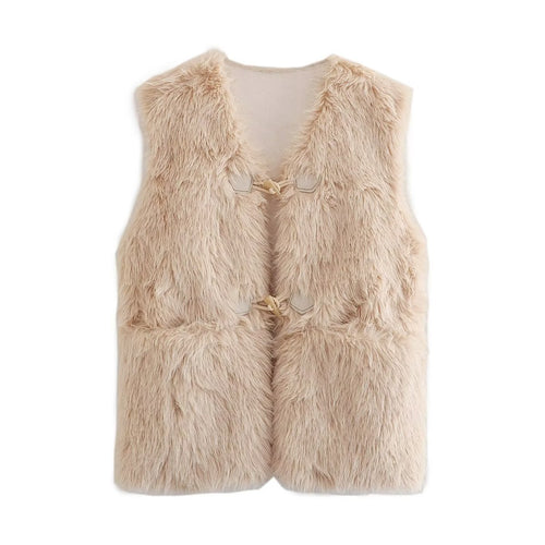 Damen Flauschige Weste mit raffinierten Schnallen R&B
