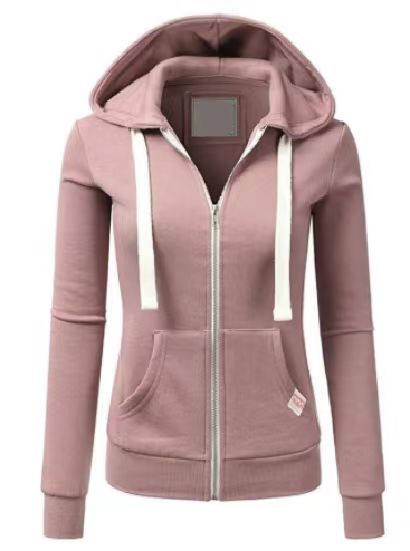 Damen sportliche Kapuzenjacke mit durchgehendem Reißverschluss und praktischen Taschen R&B