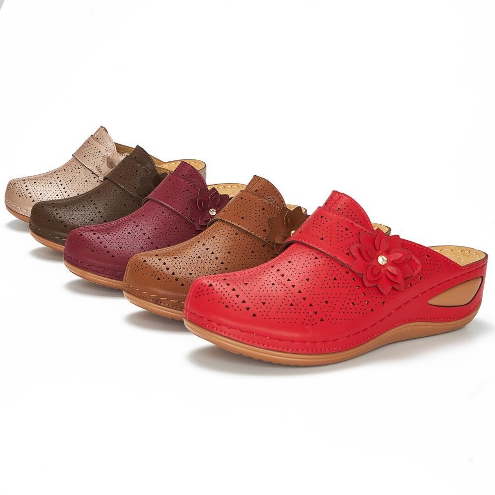 Damen bequeme Clogs mit floralem Cut-Out-Design und rutschfester Sohle R&B