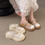Damen Komfortable und elegante Mules mit Perlverzierung und atmungsaktivem Obermaterial R&B