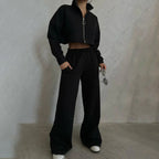 Damen Cropped Fleece-Jacke mit Reißverschluss R&B
