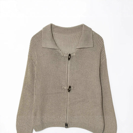 Damen geschnittene Strickjacke mit eleganten Knöpfen und strukturierter Oberfläche R&B