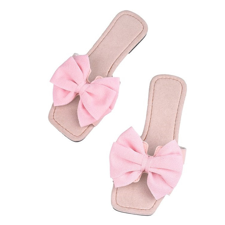 Damen Komfortable Slides mit dekorativer Blumenschleifen-Applikation R&B