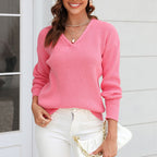 R&B | Schlichter Einfarbiger Strickpullover Mit Rundhals