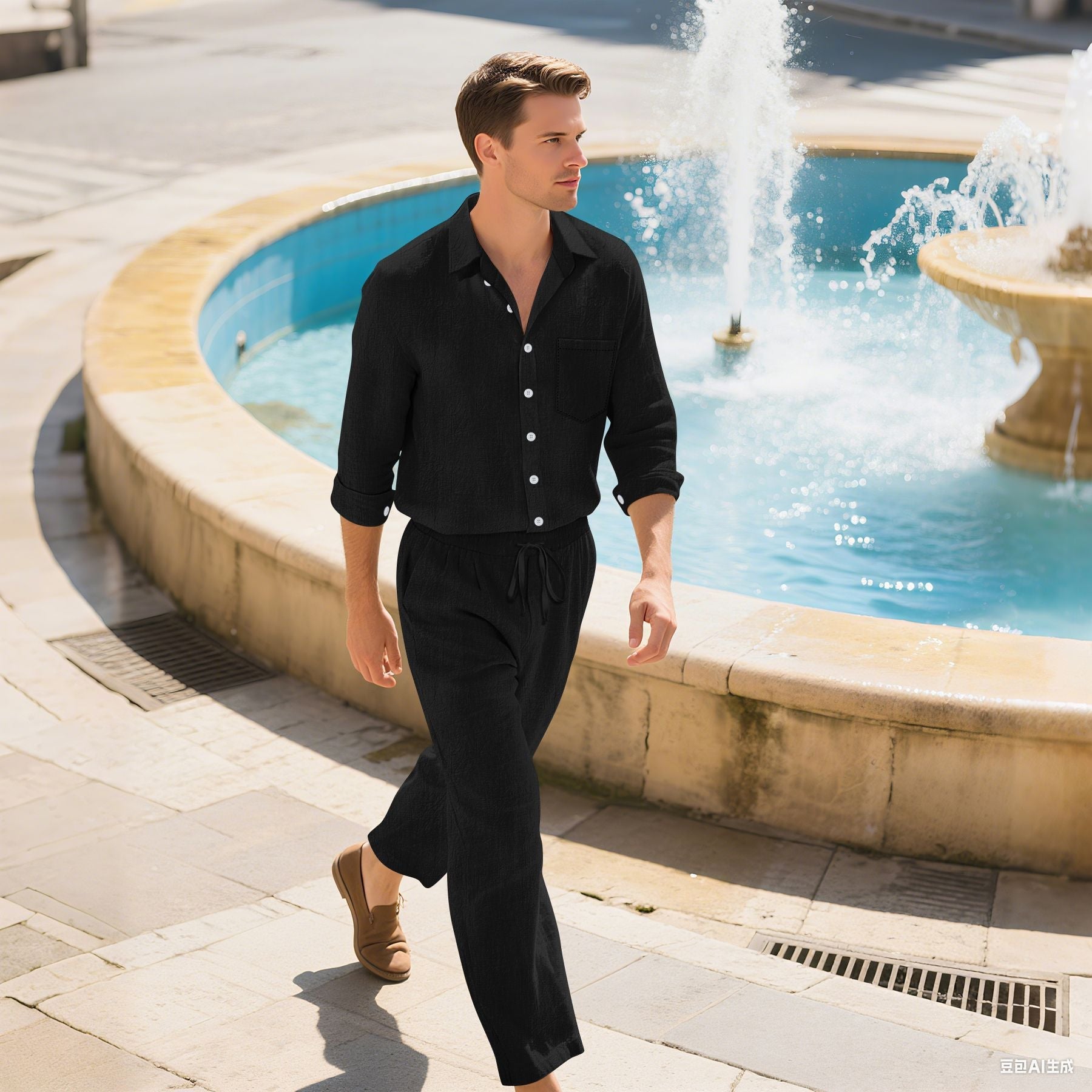Herren modisches Freizeit-Set mit bequemer Passform und stilvollem Hemd R&B