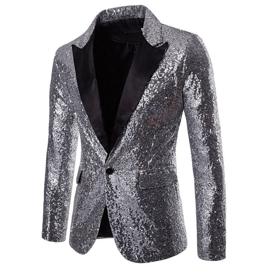 Herren Pailletten-Blazer mit Modernem Schnitt und Luxuriösem Glanz R&B