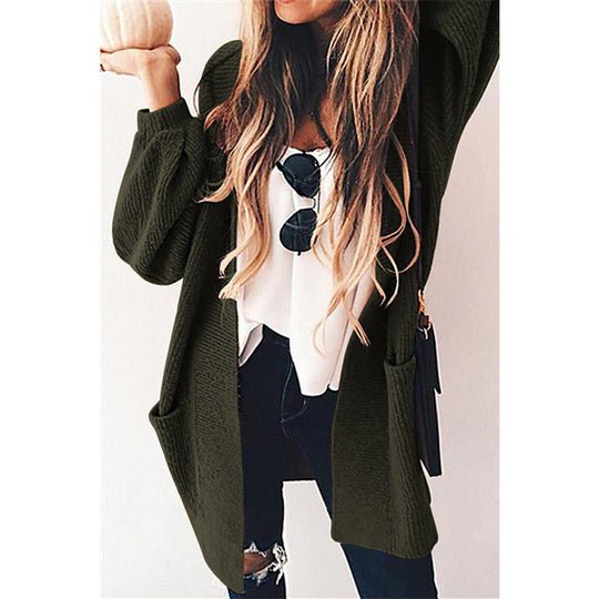 Damen gemütliche Strickjacke mit komfortablen Taschen R&B