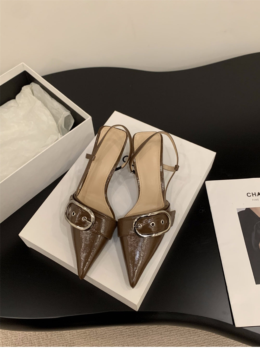 Damen Slingback-Pumps mit modischer Schnalle R&B