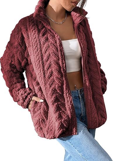 Damen Kuschel-Fleecejacke mit Oversized-Schnitt und Stehkragen R&B