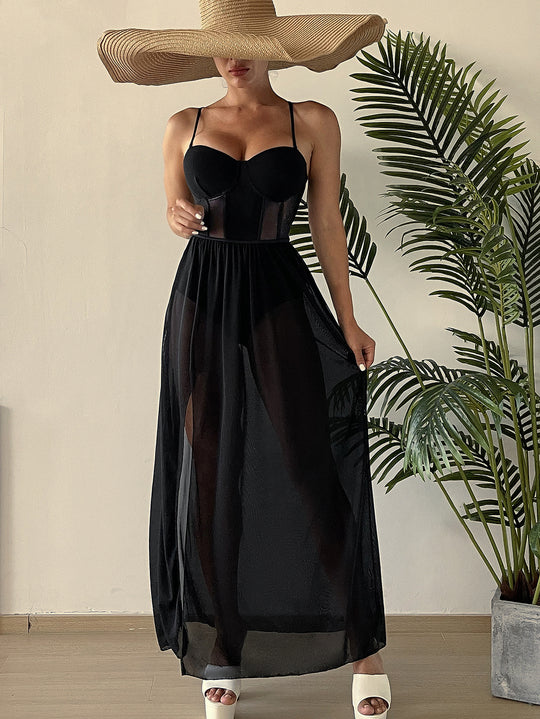Damen Transparente Sommerkleid R&B