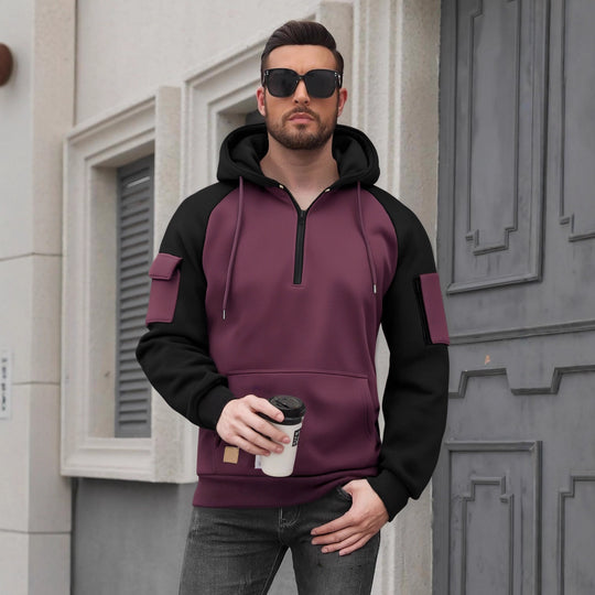 Herren Modischer Kapuzenpullover mit praktischen Reißverschluss-Details und sportlichem Schnitt R&B