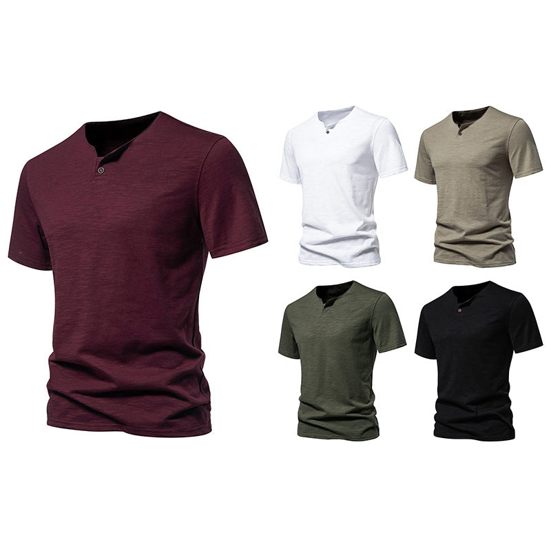 Herren Kurzarm-Henley-Shirt mit elegantem Knopfdesign
