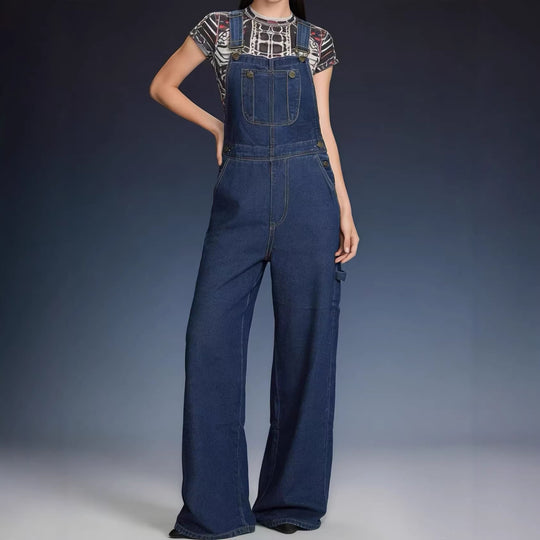 Damen Latzhose im lässigen oversized Schnitt mit funktionalen Seitentaschen R&B