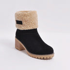 Damen Stiefel mit weichem Kunstfellkragen und robuster Sohle R&B