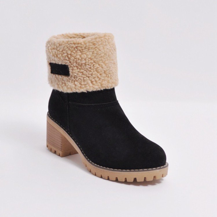 Damen Stiefel mit weichem Kunstfellkragen und robuster Sohle R&B