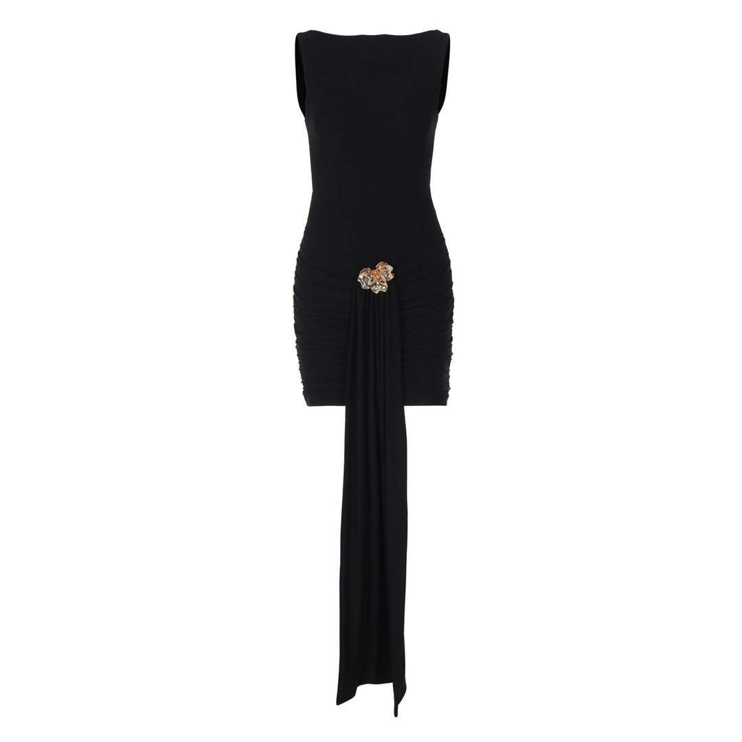 Damen Figurbetontes Kleid mit eleganter Drapierung und Schmuckdetails R&B