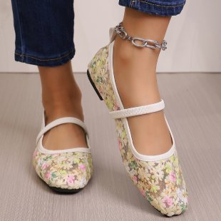 Damen Ballerinas mit zartem Blumenmuster und flexiblem Fußbett R&B