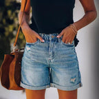 Damen Jeansshorts im lässigen Relaxed Fit mit modischen Destroyed-Details R&B