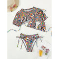 Damen Bikini-Set mit halbtransparentem Oberteil und verspielten Schnürdetails R&B