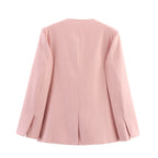 Damen Eleganter Oversized Blazer mit V-Ausschnitt und Taschen R&B