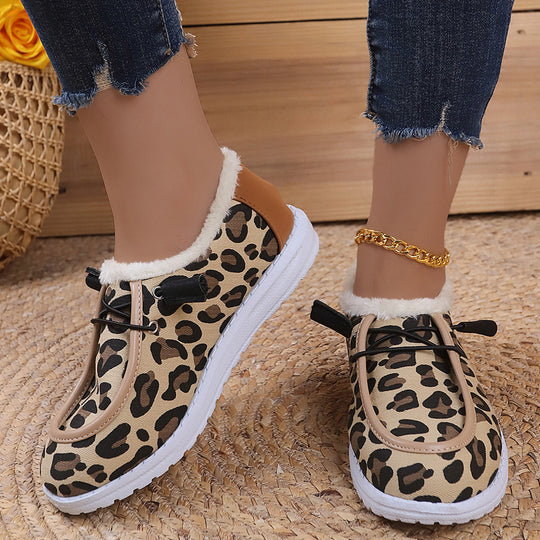 Damen Gemütliche Sneakers aus weich gefüttertem Material mit Leopardenmuster R&B