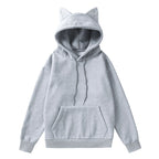 Damen Hoodie mit Katzenohren und Kängurutasche R&B