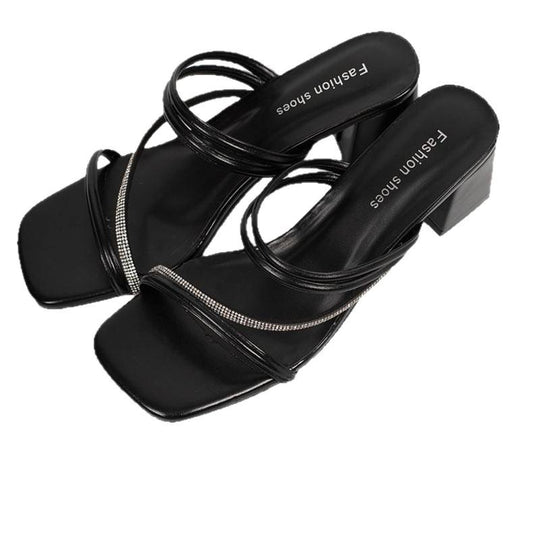 Damen elegante Riemensandalen mit funkelnden Strassdetails R&B