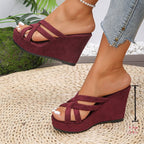 Damen Wedge-Pantoletten mit raffiniertem Kreuzriemen-Design und bequemer Sohle R&B