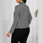 Damen modische Blazerjacke im Hahnentritt-Muster R&B