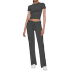 Damen Sportliches Set aus cropped Oberteil und weit geschnittenen Pants R&B