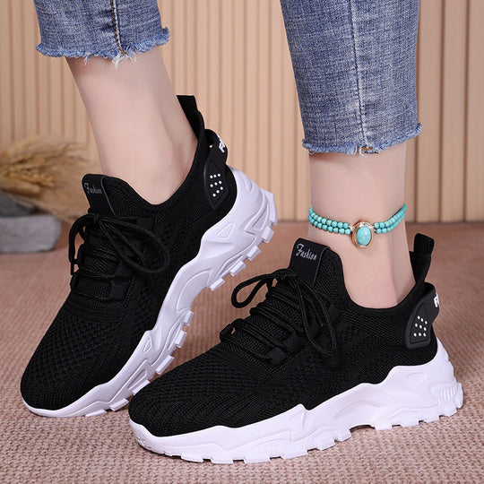 Damen Atmungsaktive Fitness Sneakers mit flexiblem Strickoberteil und rutschfester Sohle R&B