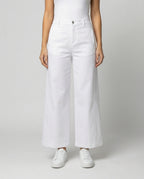 Weiße High-Waist Jeans Damen Herbst Design Luxus Look Lange Hose