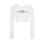 Damen cropped Langarmshirt mit raffinierter Grafik EB