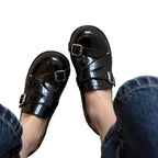 Damen Modische Schnürschuhe mit glänzender Oberfläche und praktischen Riemen R&B