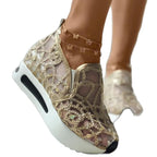 Damen Atmungsaktive Slip-On Sneakers mit Glitzermuster