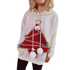 Damen festlicher Hoodie mit weihnachtlichem Motiv und 3D-Applikationen R&B