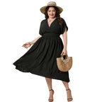 Damen Maxikleid mit elegantem Wickeldesign und fließendem Saum R&B
