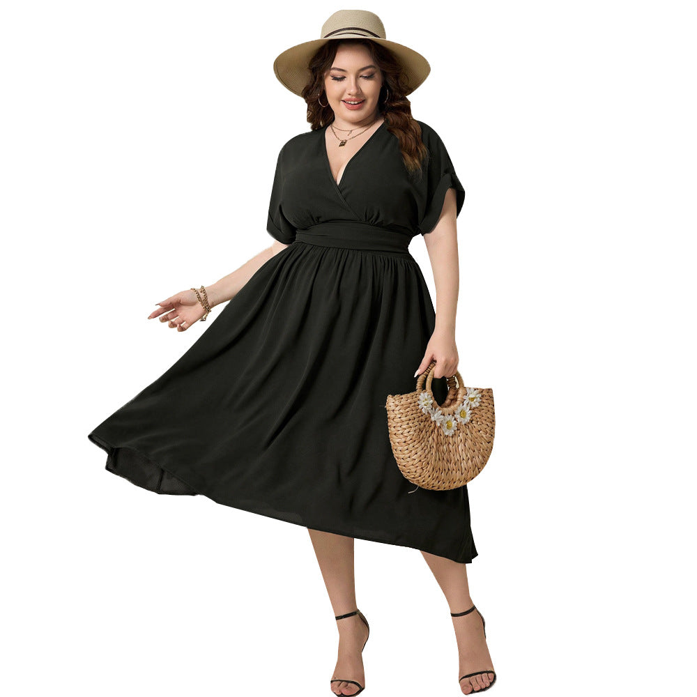 Damen Maxikleid mit elegantem Wickeldesign und fließendem Saum R&B