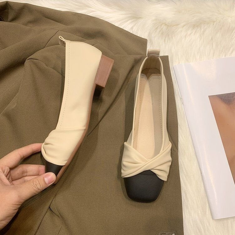 Damen Ballerinas mit modernem Knotendesign und kontrastierender Sohle R&B