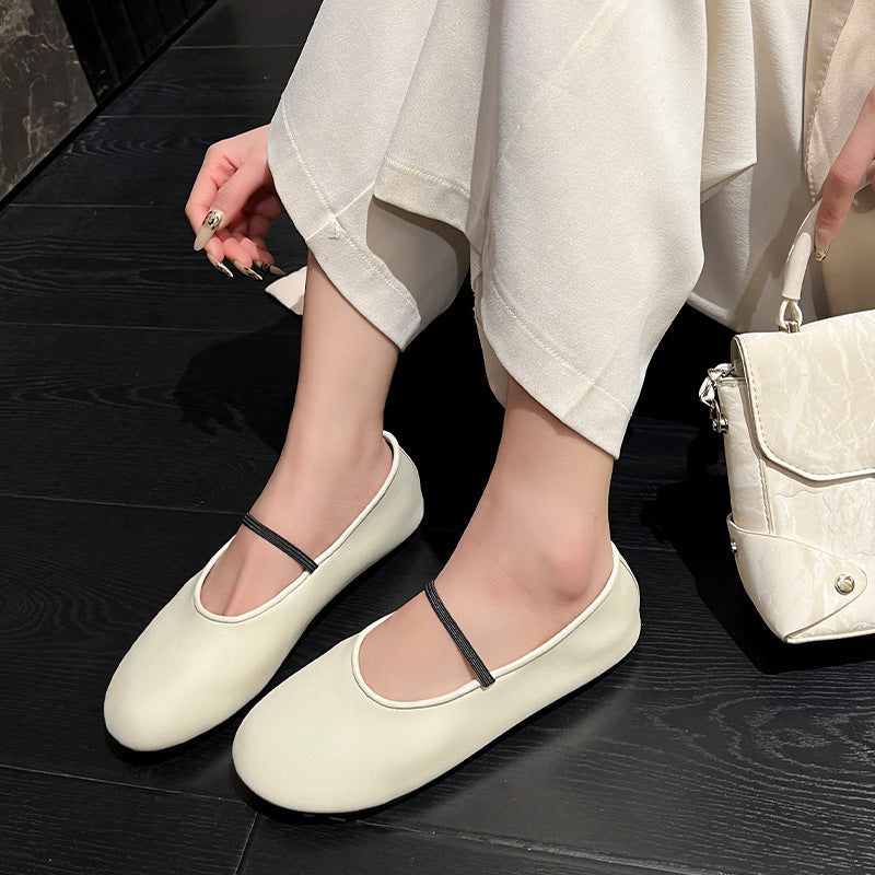 Damen Ballerinas aus hochwertigem, elastischem Material mit modischem Riemen R&B